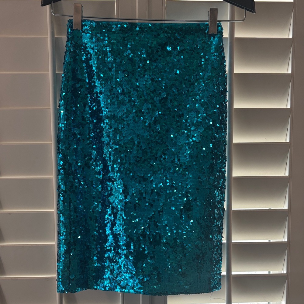 Alice + Olivia Sparkling Teal/Blue Pencil Skirt